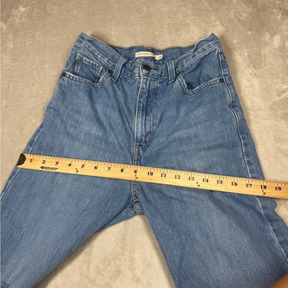 Levi’s High Waisted Straight Leg Distressed Zipper Fly Cotton Blue Jeans Size 25 - Picture 9 of 16